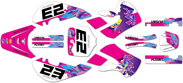 Graphics Kit for Kawasaki KX65 1999-2024 Throwback Series Magenta 9 Mil - Easy Go - Dirt Pit Bike Motorcycle Stickers, Dirtbike Racing Automotive Decal Motocross Accessories no-Plastics