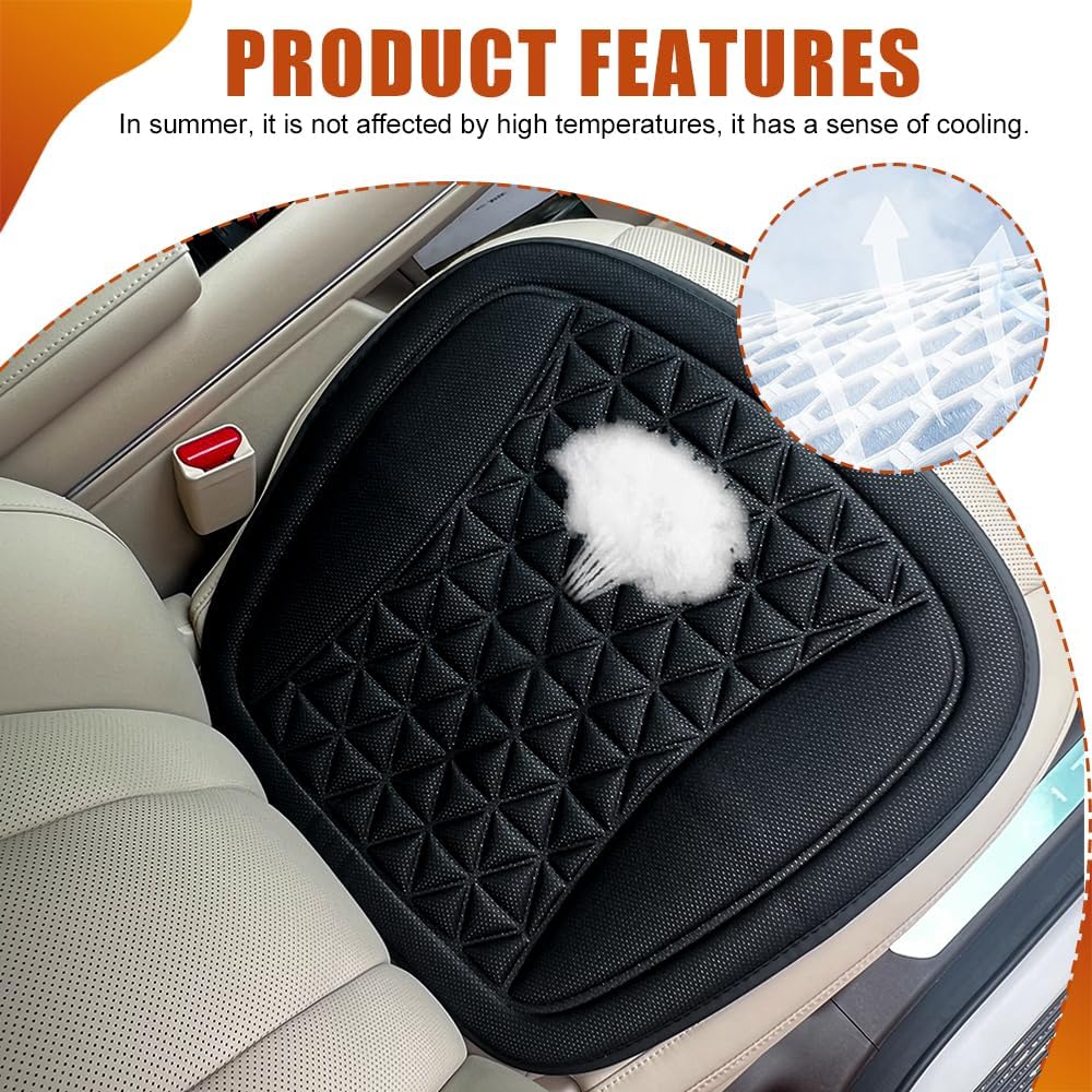 Seat Covers for Cars, Car Seat Cooling Pad, Comfortable Breathable Front Vehicle Cover Cooling Pad, Automotive Accessories Anti-Slip Ventilated Auto Protectors Universal for SUV Truck (Black)