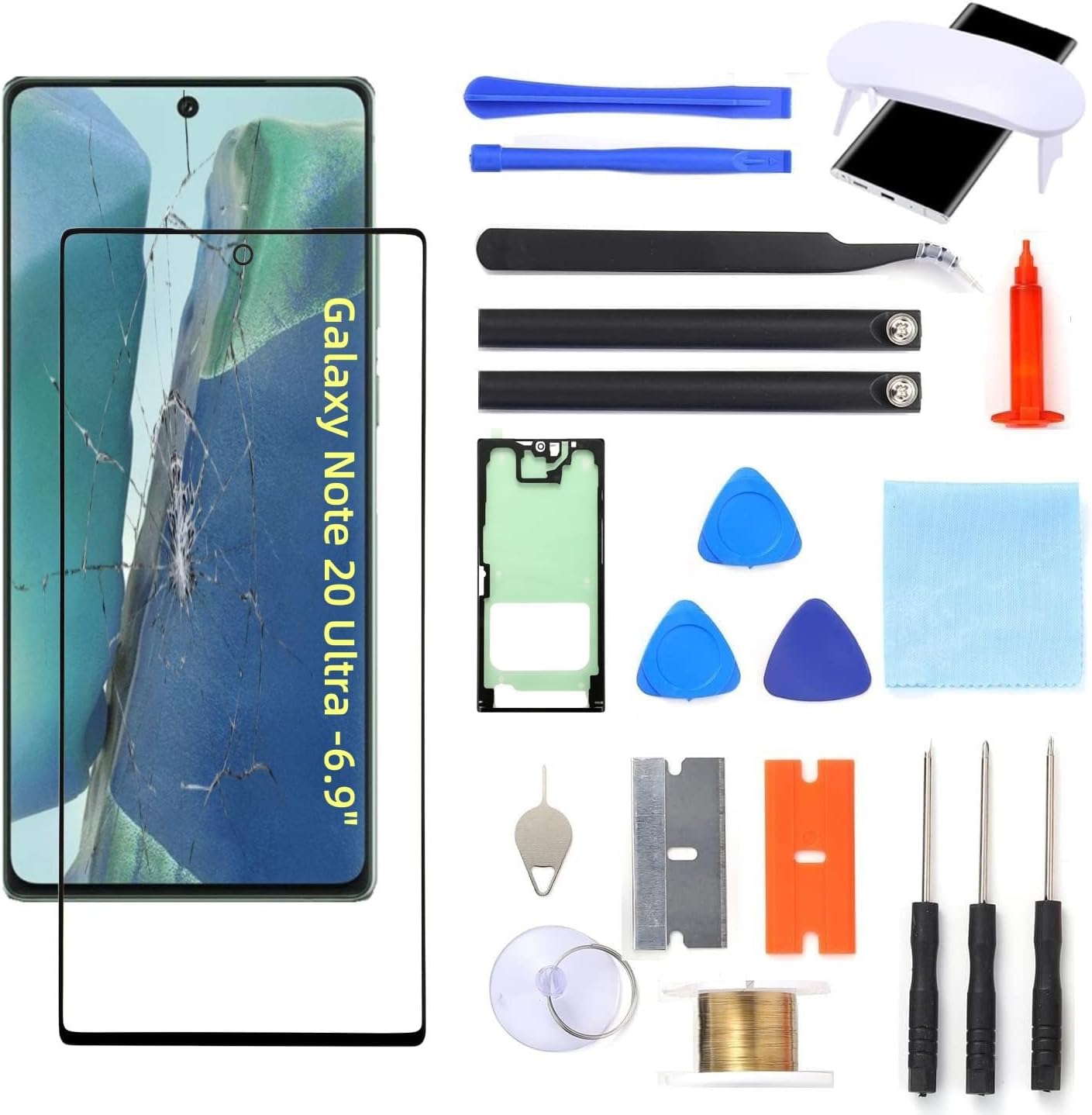 UYGHHK Note 20 Ultra Screen Replacement, Front Glass Outer Repair Kit Compatible with Samsung Galaxy Note 20 Ultra SM-N985F/SM-N986B Series 6.9"(No LCD & Touch Digitizer)