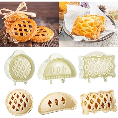 KUJAIS Classic Mini Hand Pie Molds, One Press Autumn Cottage Pie Set, Fall Hand Pie Molds Set of 3, Dough Presser Pocket Pie Molds for Halloween Christmas Various Themed Party Potluck (White)