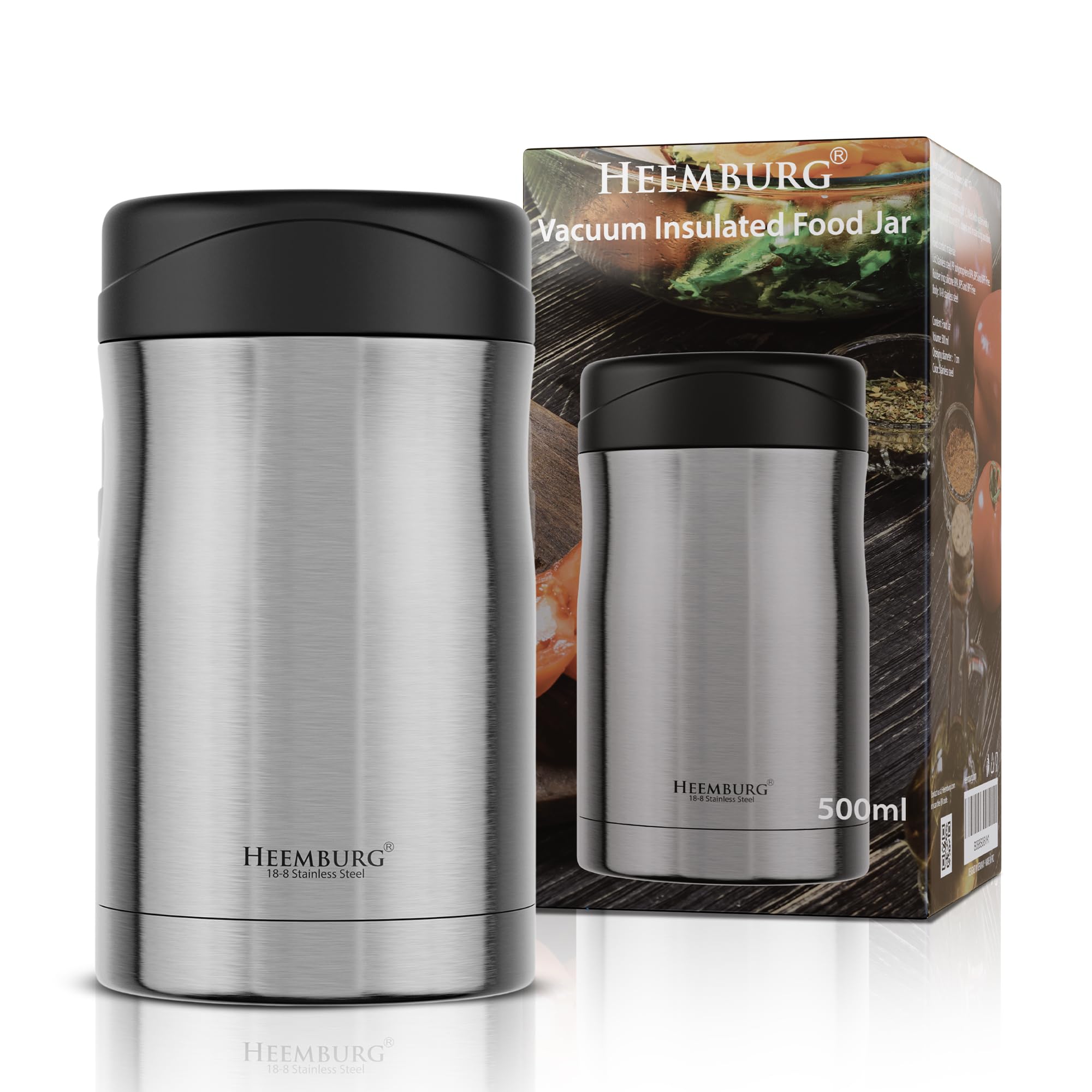 Sponsored Ad – Insulated Food Flask for Hot Food, Soup Flask, Leak Proof Thermal Container, All Stainless Steel Interior, No Plastic Lunchbox Pot for Meals, Baby Food, for School, Office or outdoors 500ml