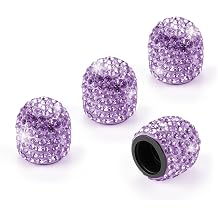 JUSTTOP 4 Pack Handmade Crystal Rhinestone Car Tire Valve Stem Caps, Car Wheel Tire Valve, Attractive Dustproof Bling Car Accessories, Universal for Cars, Trucks and Motorcycles-Purple