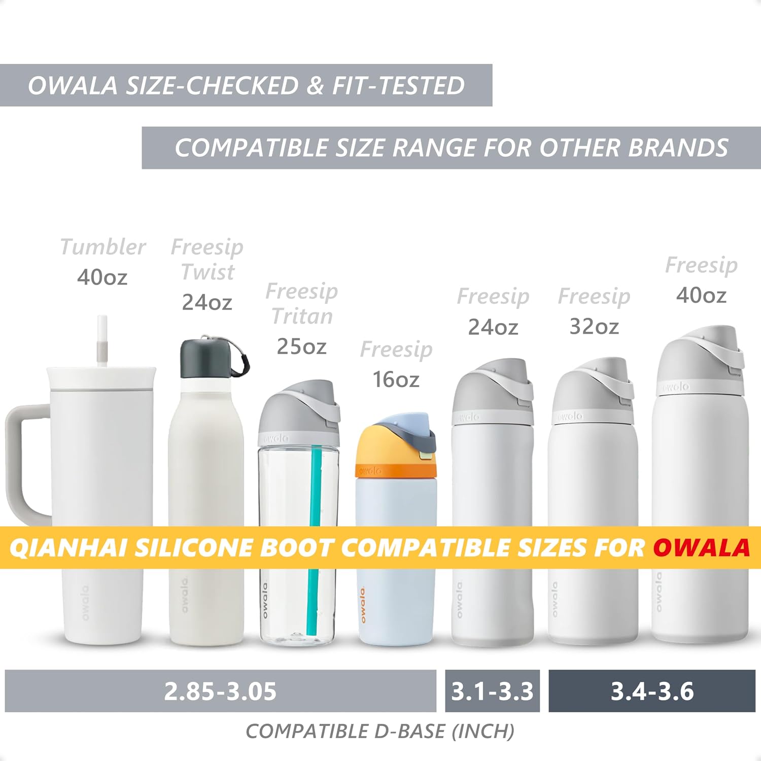QIANHAI Silicone Water Bottle Boot - Compatible Water Bottle Accessories Anti-Slip Protector Bumper Sleeve Soft Buffer Fits Owala&Stanley image 2