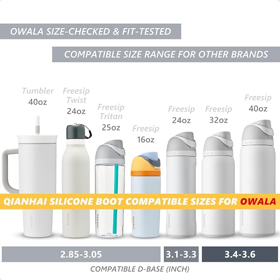 QIANHAI Silicone Water Bottle Boot - Compatible Water Bottle Accessories Anti-Slip Protector Bumper Sleeve Soft Buffer Fits Owala&Stanley