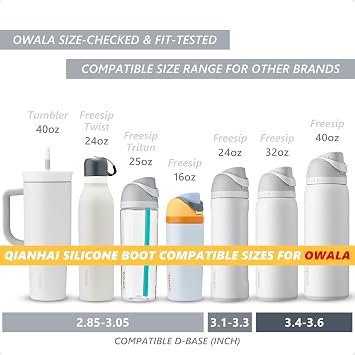 QIANHAI Silicone Water Bottle Boot - Compatible Water Bottle Accessories Anti-Slip Protector Bumper Sleeve Soft Buffer Fits Owala&Stanley