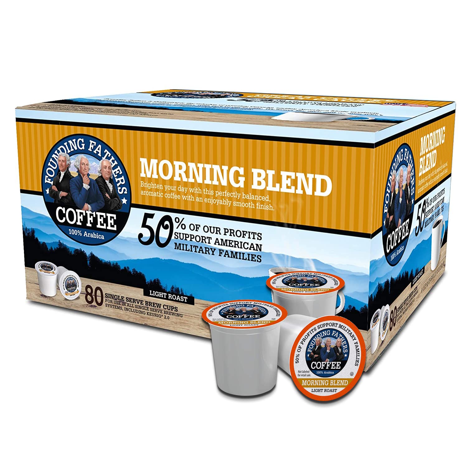 Founding Fathers Coffee Single Serve Pods for Keurig 2.0 K-Cup Brewers, Morning Blend, 80 Count