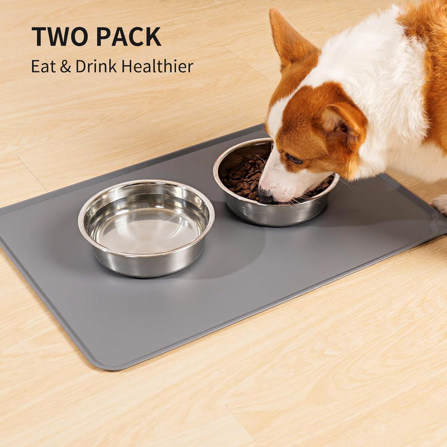 Taglory Stainless Steel Dog Bowls Set of 2, Non-Slip Base, 2 Cup, 17oz image 5