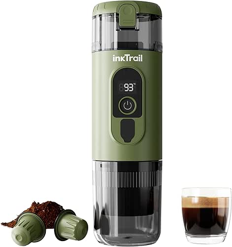 InkTrail Portable Electric Espresso Machine,Travel Coffee Maker for Camping, Self-Heating