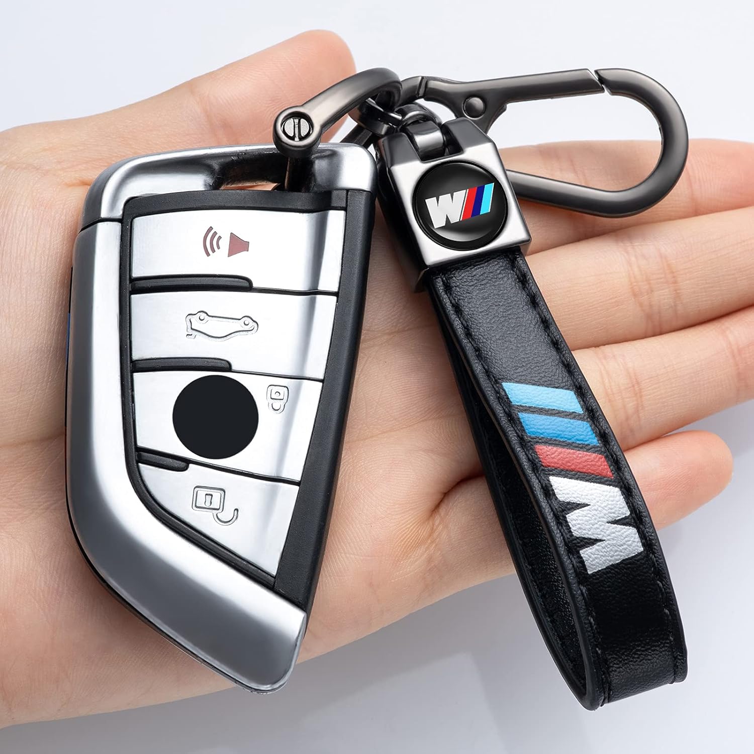 1pcs Genuine Leather Car Logo Keychain Suit for BMW 1 3 5 6 Series X5 X6 Z4 X1 X3 X7 7 M Series Key Chain Keyring Family Present for Man and Woman : Everything Else