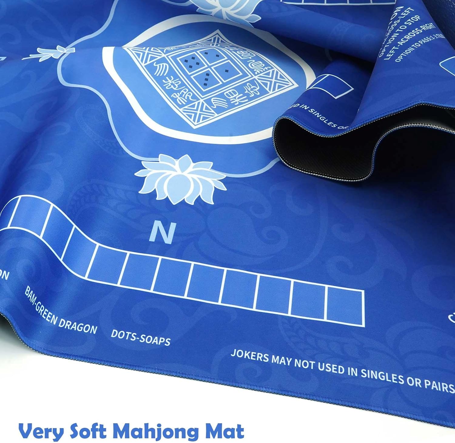Mahjong Mat, 31.5" x 31.5" Mahjong Mat for Table with Rules, Waterproof Surface Mah Jongg Mats, Anti Slip & Noise Reduction Gaming Mat for Poker/Cards/Board Games/Tile Games, Mahjong Tablecloth