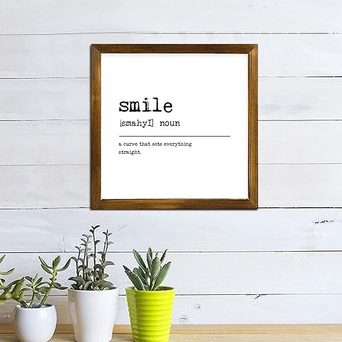 Vista 42 de Farmhouse Wall Decor Sign Smile Dictionary Definition Wood Framed Signs World Meaning Wall Art Rustic Home Decoration Smile for Kitchen Coffee Bar