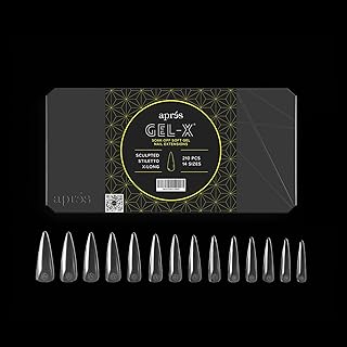 Apres Gel-X® Stiletto Box of Nail Tips | 280 Gel-X Tips, Soft Tips, 14 Sizes 00-9 | Half-sizes Included (Sculpted Stiletto Extra Long, 280 Count)