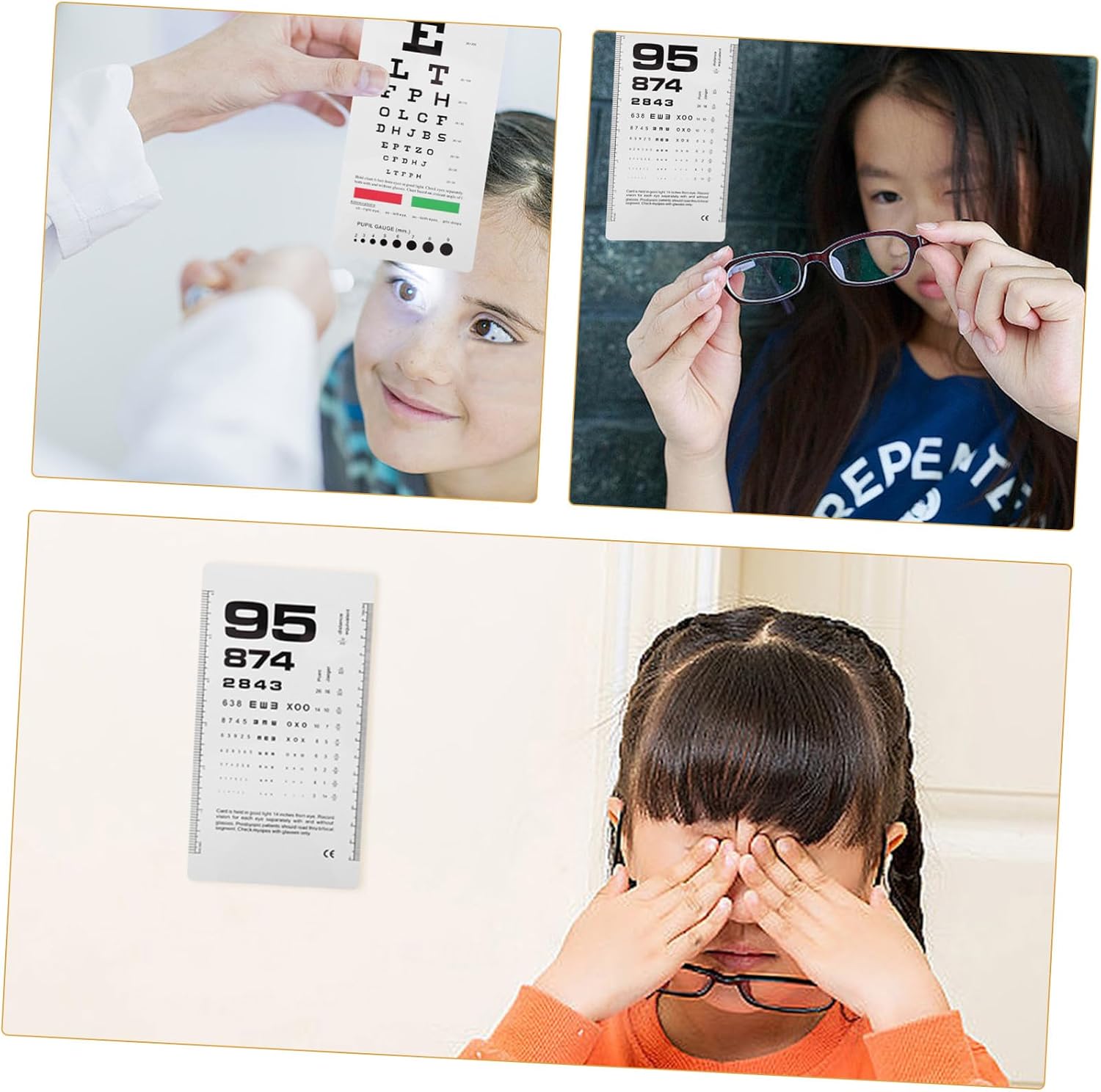 2pcs Double-Sided PVC Waterproof Eye Chart for Vision Testing, Portable Adult and School Vision Exam Chart, Handheld Visual Acuity Test Card for Home and Office Use
