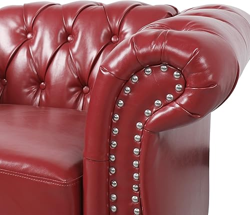 Miniatura 65 de RARZOE Moderno juego de sofá de 2 piezas para sala de estar, contemporáneo con botones copetudos, de piel sintética, sofá de tres plazas y sofá de