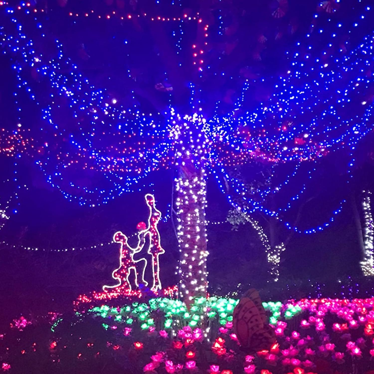 2 Pack 480 LED Solar Chrismas Lights Outdoor, 170 FT Super Long Solar String Lights for Outside with 8 Modes & Memory Function, Waterproof Twinkle Light for Xmas Tree Yard Party Decorations (Blue)
