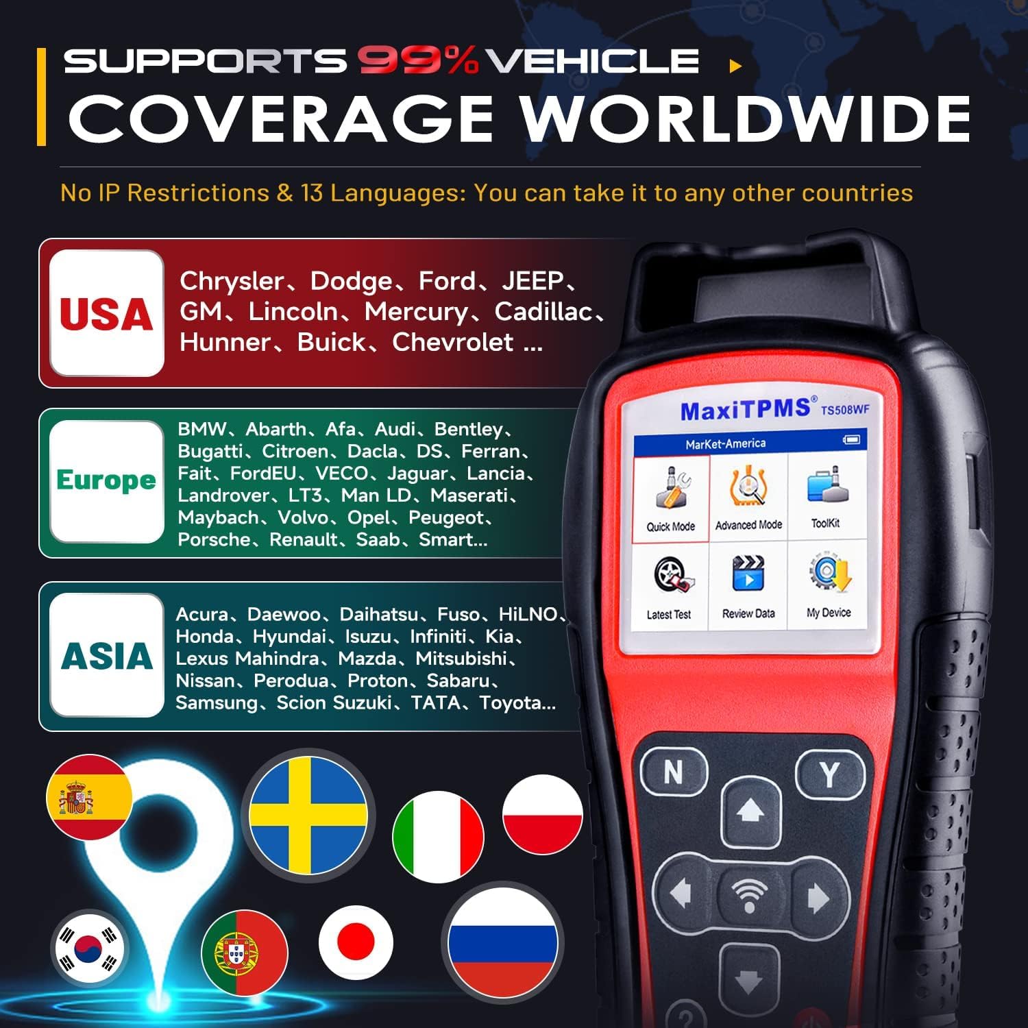 Autel MaxiTPMS TS508WF: 2026 Upgrade WiFi Ver. von RDKS Programmiergerät TS508 TS501 PRO TS408S, Alle TPMS Sensoren Aktivieren, MX Sensor Programmieren, TPMS Zurücksetzen, TPMS Code Lesen/Löschen