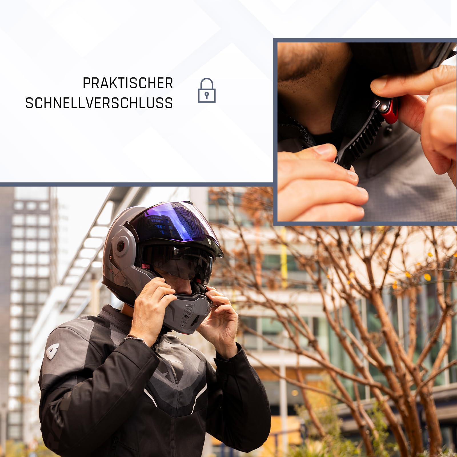 BEON Stradale Motorradhelm - Systemhelm Klapphelme mit Visier und Sonnenblende - Rollerhelm Sonnenblende - Motorrad Helm Damen & Herren - Integralhelm 180° Klappbar - XXL