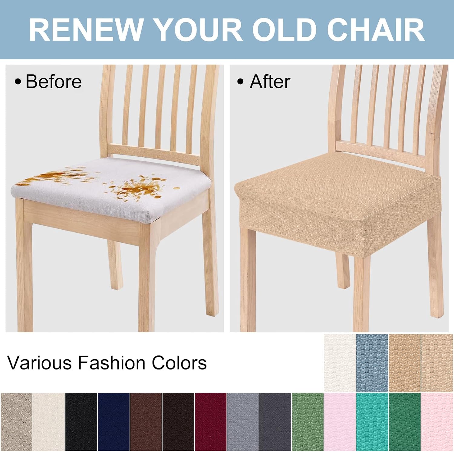 Smiry Stretch Jacquard Seat Covers for Dining Room Chairs Set of 6