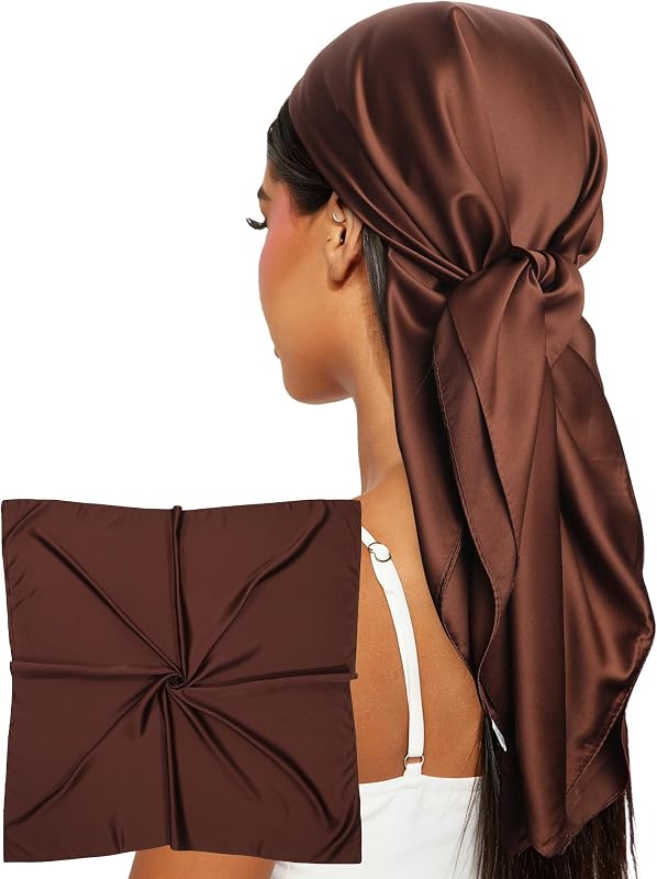 AWAYTR Matte Satin Head Scarf for Women 35 Inch Like Silk Hair Scarf