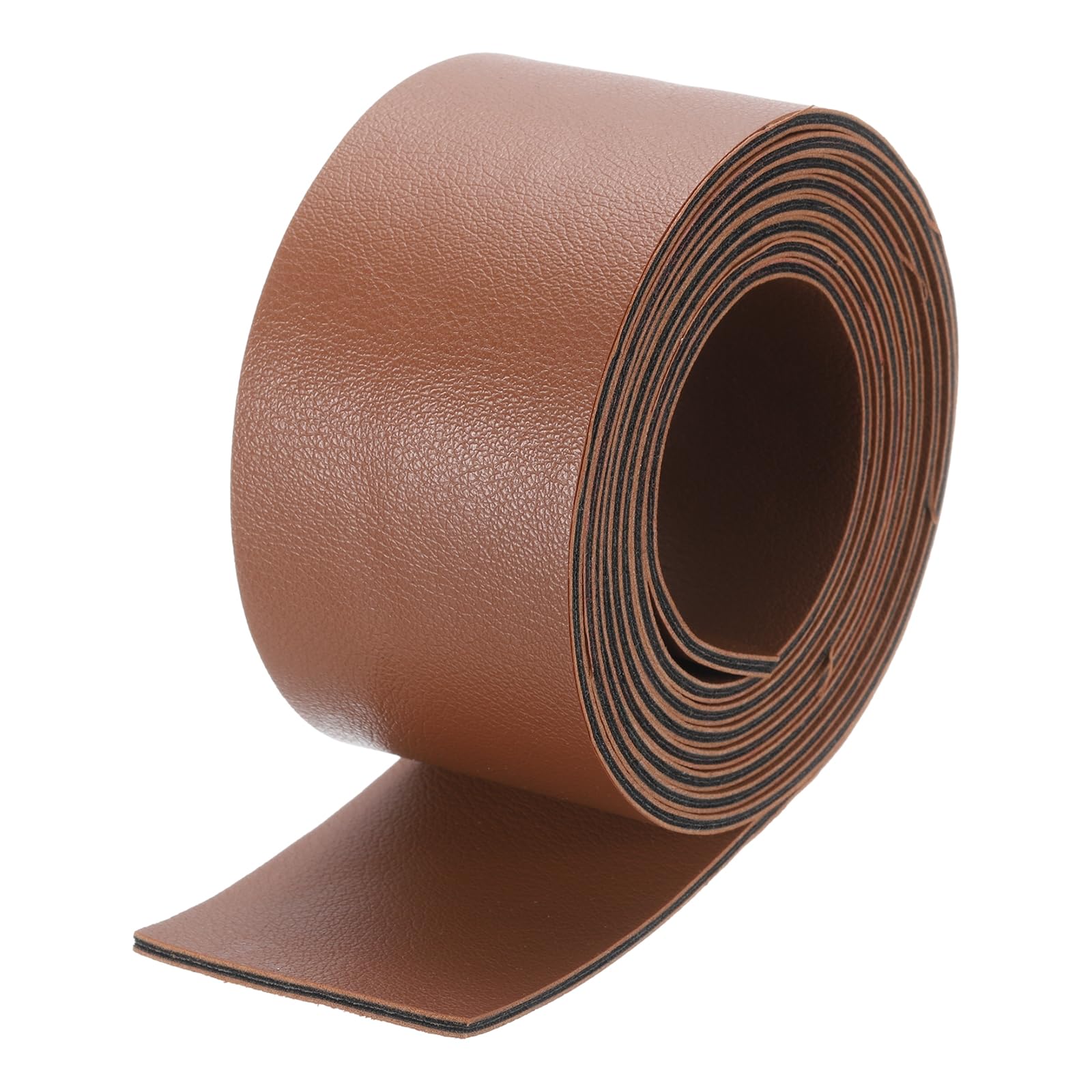 DMiotech 1 Pack Double Sided 2 Inch x 2 Yard Faux Leather Strip Furniture Cover Fabric Skin Brown PU Leather Roll for Handmade DIY Craft Projects