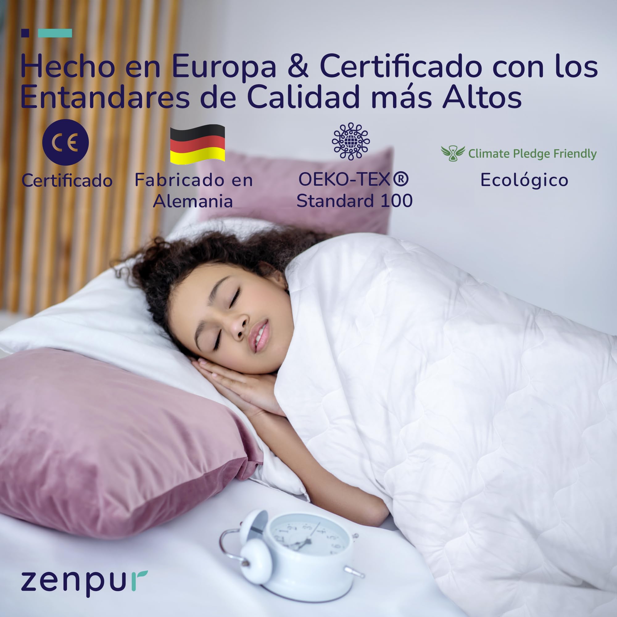 ZenPur Edredon Nordico Cama Verano e Invierno - Relleno Nórdico de 2 Capas de Microfibra Divisibles Lavables a Máquina (Edredón de 4 Estaciones, 140 x 200 cm)