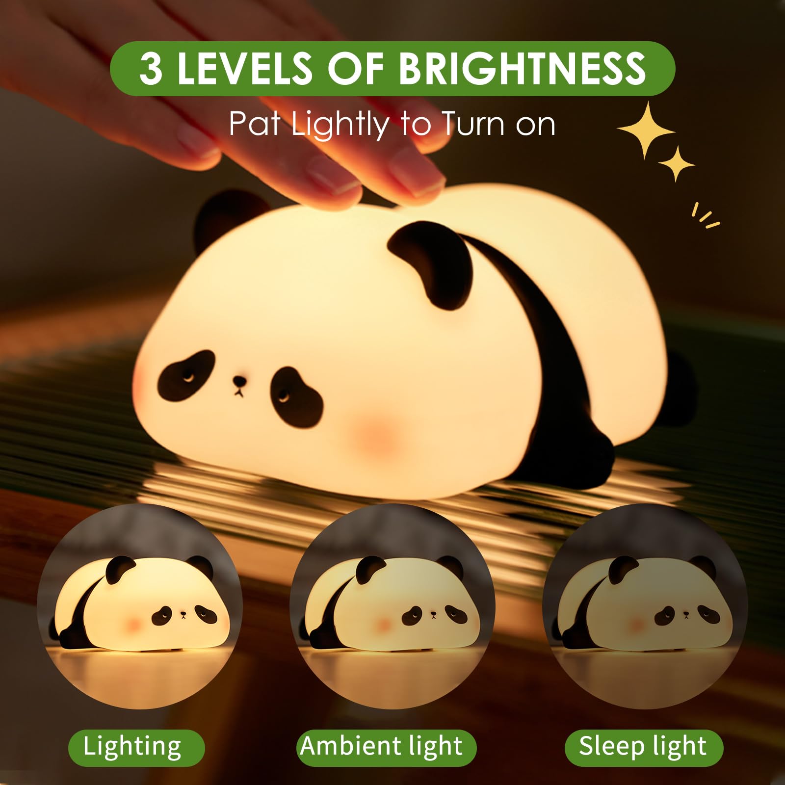 ZWOOS Luce Notturna per Bambini, 3 Modalità di Luce, Lampada da Comodino per la Camera del Bambino con Timer da 30 Minuti e Controllo Touch, Ricarica USB 1200 mAh per Bambini