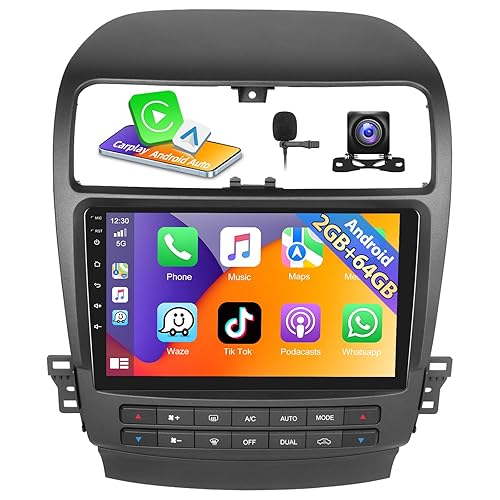Motoris 9" Inch Android 15 Car Stereo for Honda TSX 03-08 / Inspire4 03-07, 2G+64G Wireless CarPlay & Android Auto Radio, GPS, Bluetooth, Mirror Link, WiFi, Dual USB, Split Screen, SWC, Backup Camera
