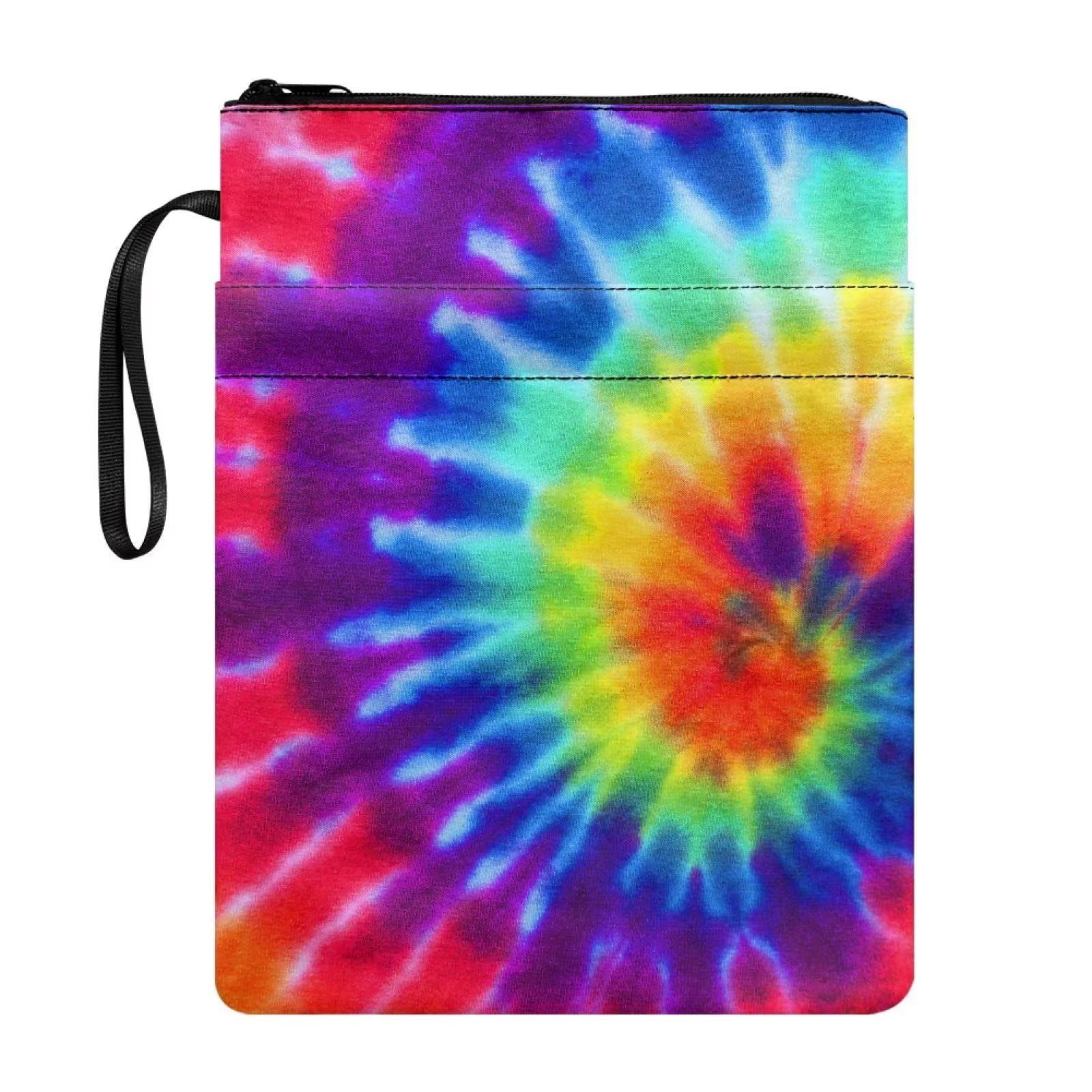 NETILGEN Colorful Tie Dye Book Covers for Paperback Textbooks Book Sleeve with Zipper and Pocket Book Sox Reusable Purse Washable Book Lovers Gifts โ image 1