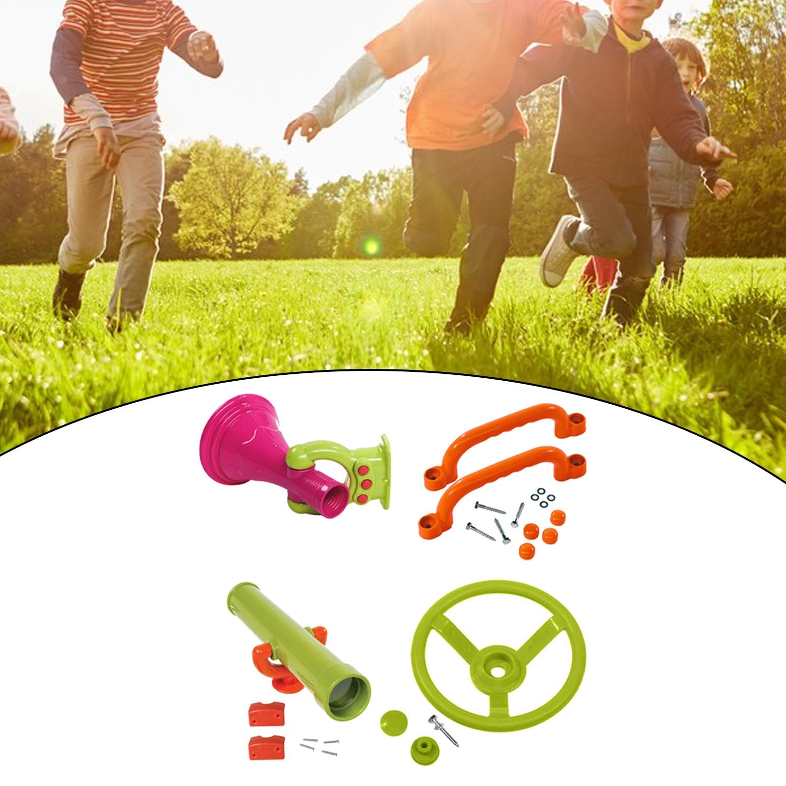 Set di 4 Accessori per Parco Giochi, Ruota della Nave Pirata per Casa Sull'albero E Altro