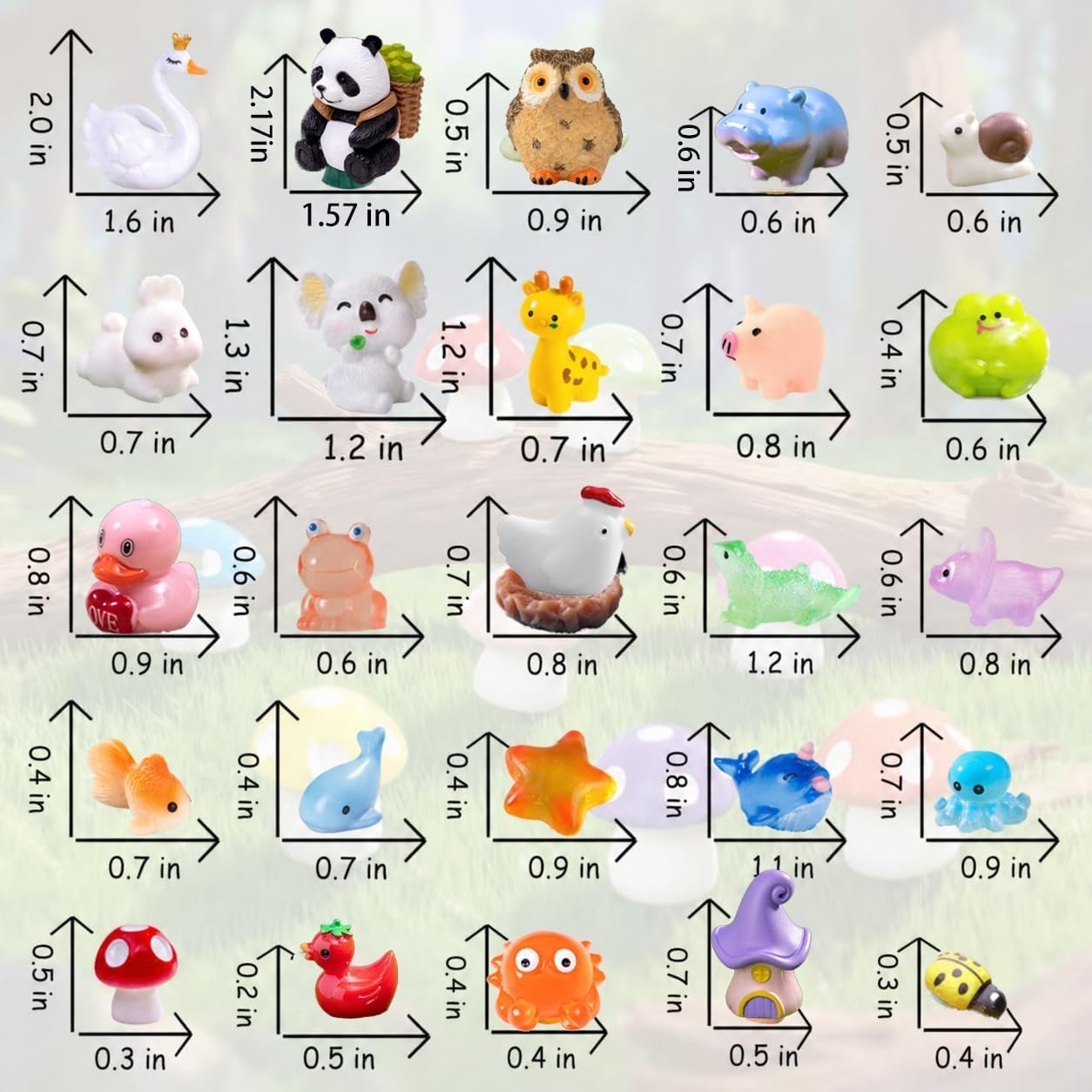 300 Pcs Mini Resin Animals Figurines, Mixed Tiny Resin Figures Bulk for Easter Egg Fillers Stuffers Fairy Garden Accessories Miniature Dollhouse Decorations DIY Slime Charms for Crafts Party Favors
