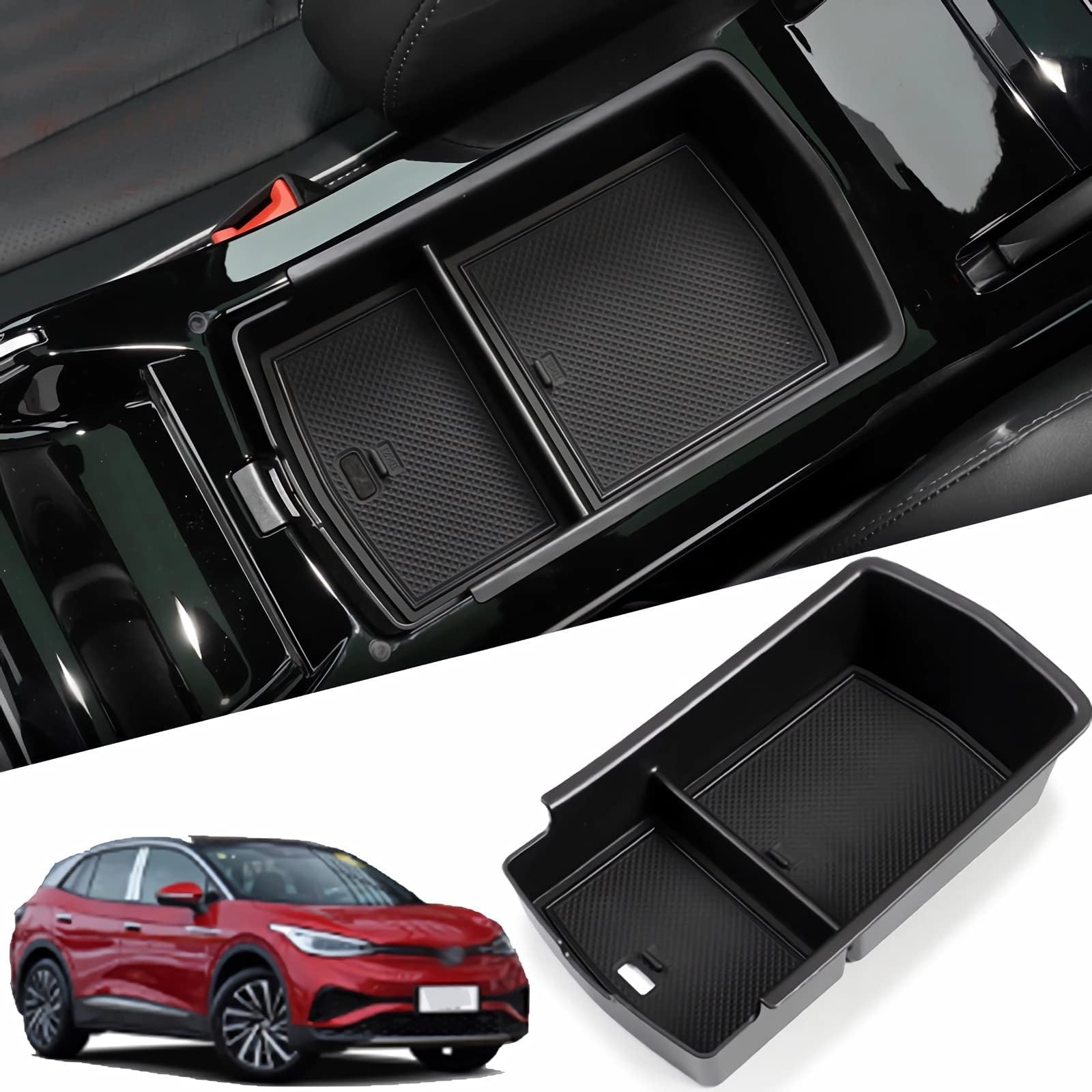 CIOTTOLI Compatible With VW ID.4 ID.6 2023 Center Console Organizer Tray,Compatible With ID4 ID 4 ID6 ID 6 Armrest Glove Box Compartment Container Tray Car Accessories