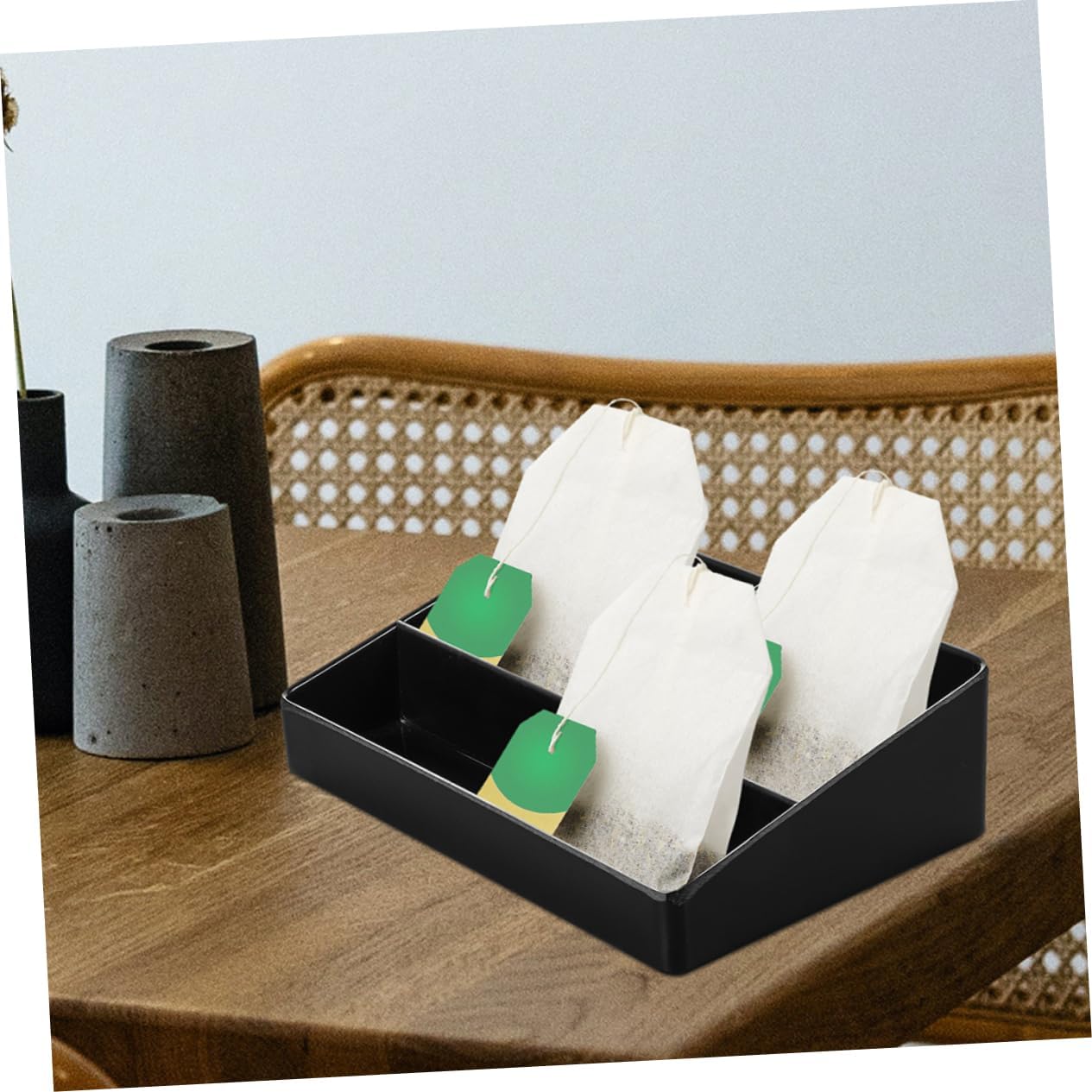 2pcs Multi-grid Tea Bag Box Wear-resistant Sugar Packet Holder Desktop Organizer for Condiments Bags Stylish Storage for Home Office and Kitchen