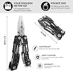 Multitool 14-en-1 avec verrouillage de sécurité, multitool professionnel en acier inoxydable, pince, couteau de poche, ouvre-bouteille, tournevis avec étui en nylon, adapté pour survie, camping, chasse et randonnée 1 pièce