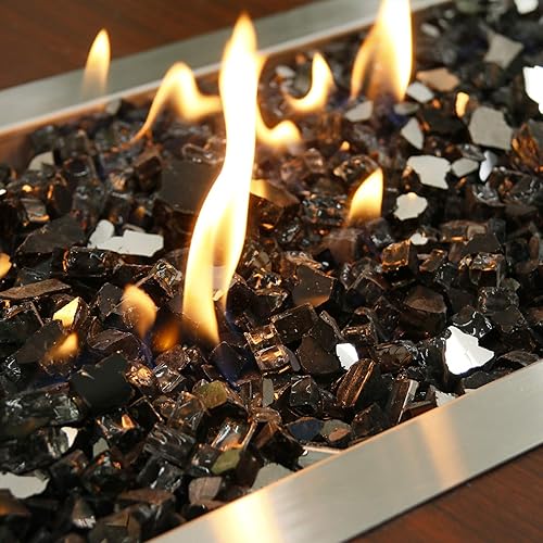Miniatura 2 de Grisun Vidrio ignífugo para cuenco de fuego, 12 pulgada de alto, 20 libras, brillo reflectante, rocas de vidrio templado para gas natural o propano,