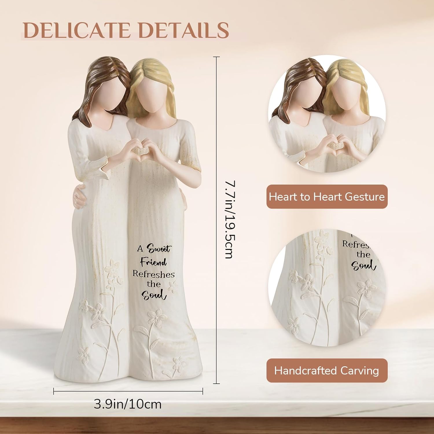 Best Friend Figurines - Friendship Bestie Gifts for Women - Christmas Birthday Gifts for Sisters from Sister - Image 4