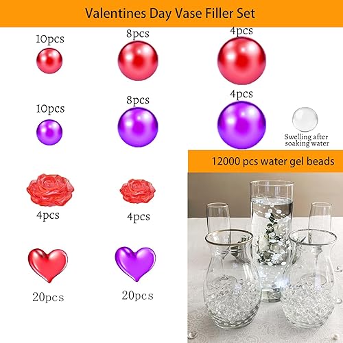 Miniatura 2 de 12092 piezas de decoración de jarrón para el día de San Valentín velas flotantes de San Valentín relleno de jarrón de rosa de cristal acrílico