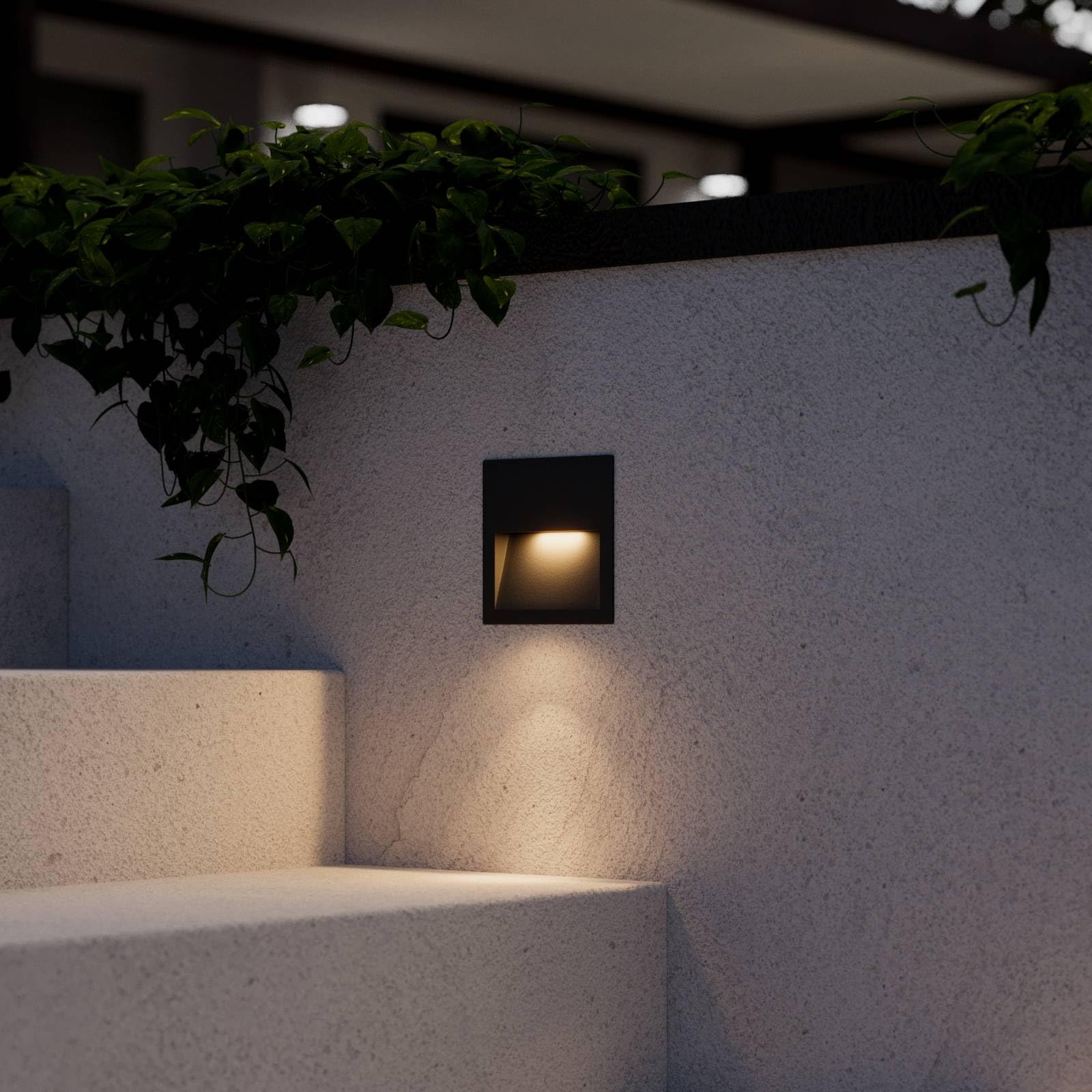 Lucande Applique da esterni (Moderno) colore Nero, in Alluminio lampadina inclusa applique incasso per facciata casa terrazzo e balcone