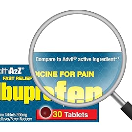 HealthA2Z Ibuprofen 200mg | Pain Relief | Body Aches | Headache | Arthritis | Cramps | Back Pain | Fever Reducer (30 Counts (Pack of 3))