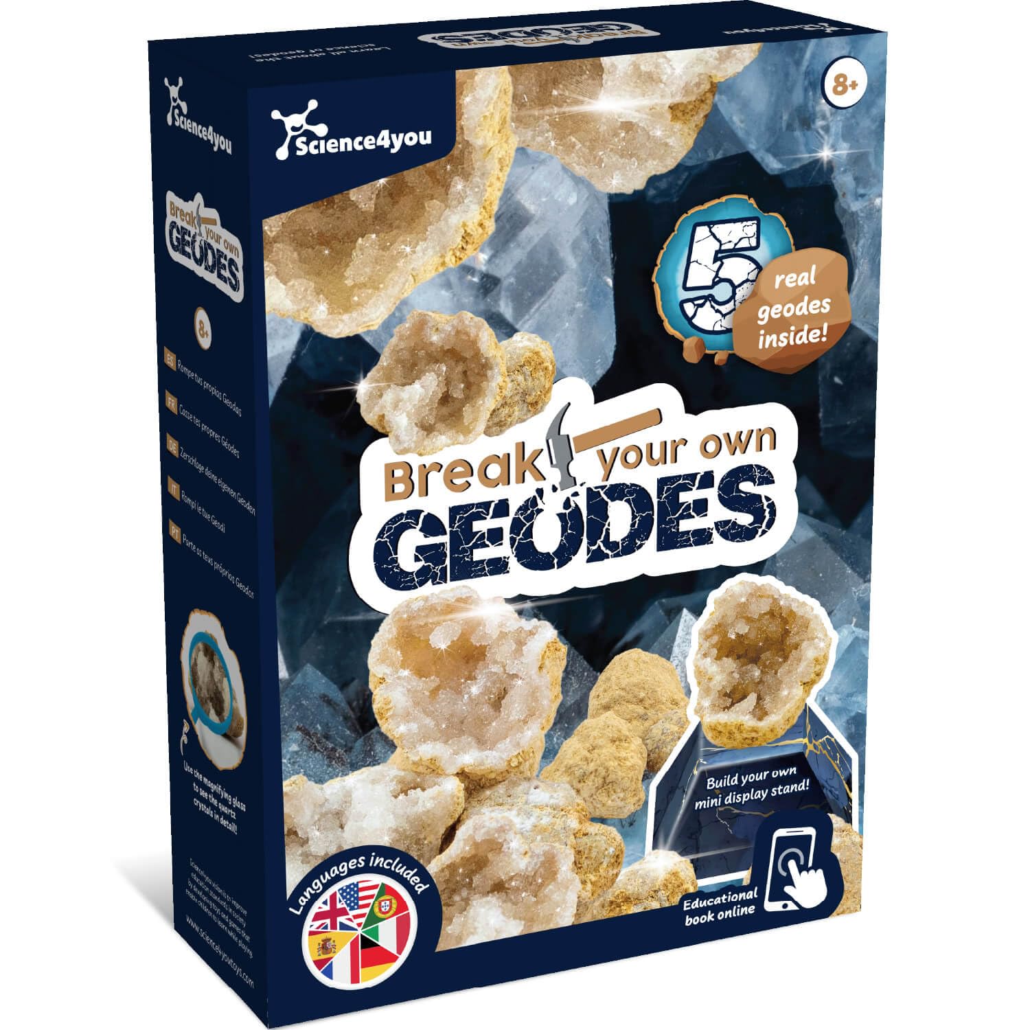 Science4you Break Open 5 Premium Geodes for Kids – Learn about Rocks & Minerals with this Geode Kit, Stem Educational Kit for Kids, A Mineralogy & Geology Gift for Girls & Boys 6 7 8 9+