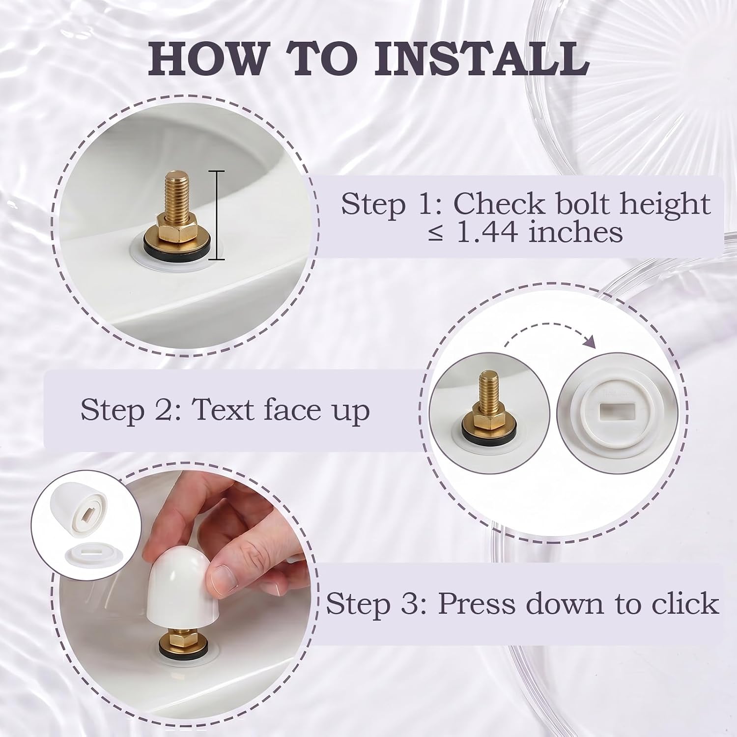 40 Pcs Toilet Bolt Covers, Push on Tall Toilet Bowl Screw Caps for Bottom of Toilet 1.44 Inches