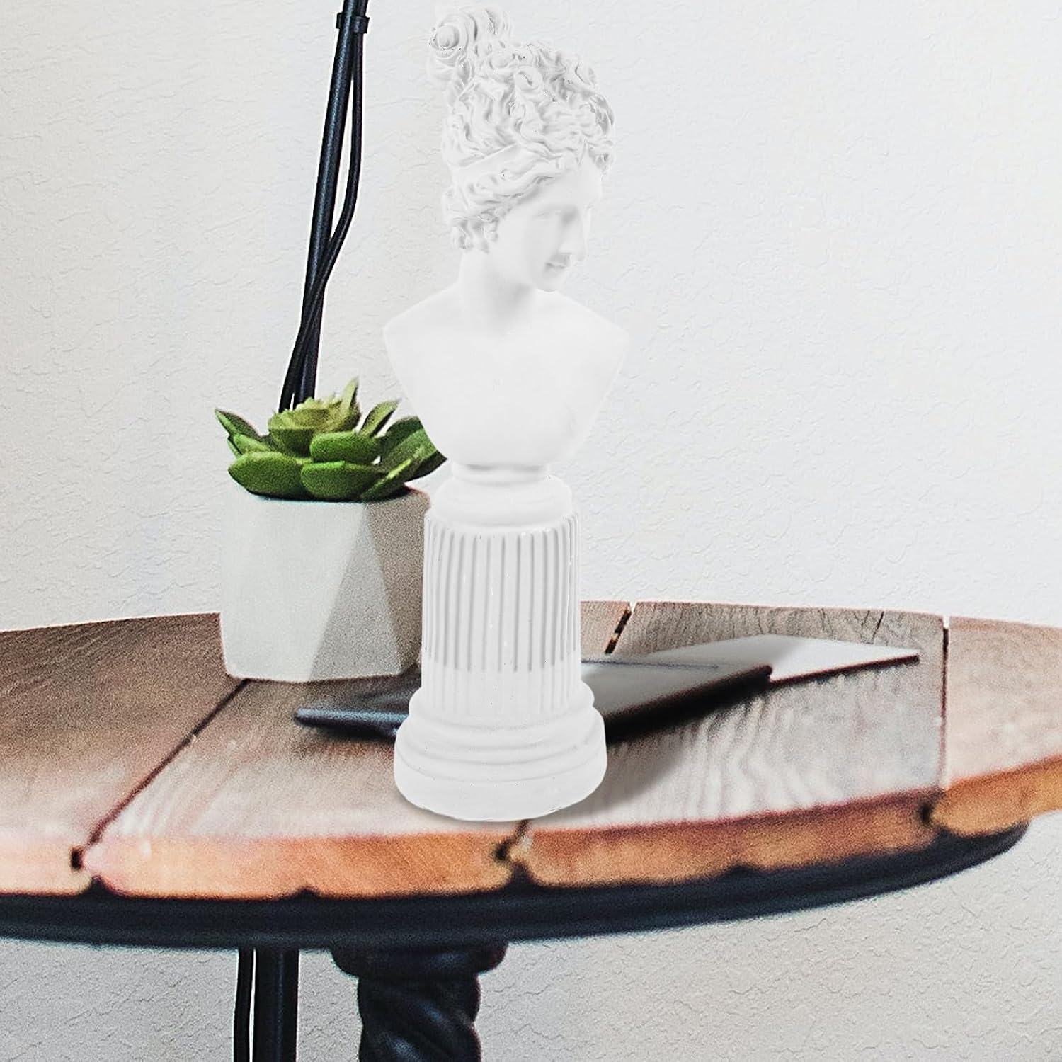 Gypsum Girl Bust Sculpture Decor for Table Shelf White