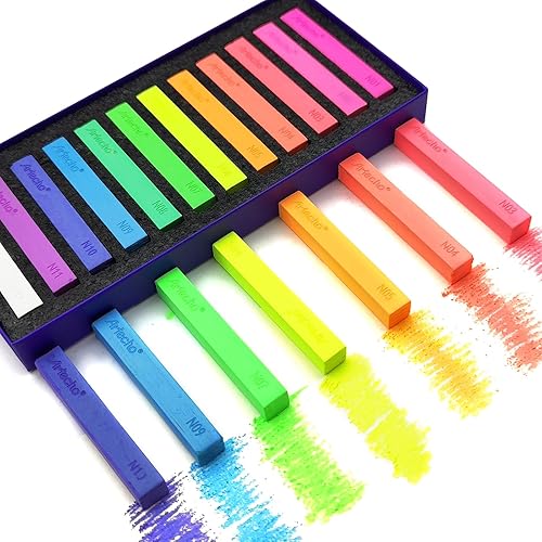 Miniatura 3 de Artecho 12 piezas de colores pastel suaves de neón, tiza cuadrada para dibujar, mezclar, capas, sombreado, suministros de arte pasteles