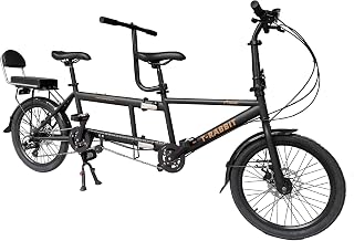 Classic Tandem Adult Beach Cruiser Bike,Foldable Tandem Adult Beach Cruiser Bike,Three Seater, 7-Speed,Maximum Load 200kg,Size 210x35x110cm,Folded Size 110x35x62cm