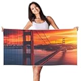 Longzehao Peach Skin Velvet Quick Dry Lightweight Golden Gate Bridge Print Beach Towel for Beach,Bath,Pool,Gym,Yoga