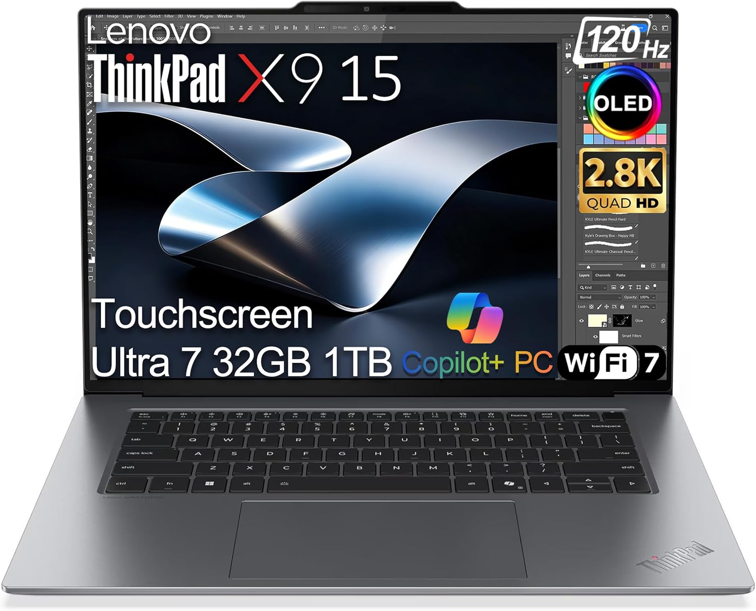 Lenovo ThinkPad X9 15 Aura Edition Business AI Laptop (15.3" 2.8K OLED Touchscreen, Intel Core Ultra 7 258V, 32GB DDR5, 1TB SSD), Ultrathin, Copilot+ PC, Backlit, Win 11 Pro, Grey (Next Gen X1 carbon)
