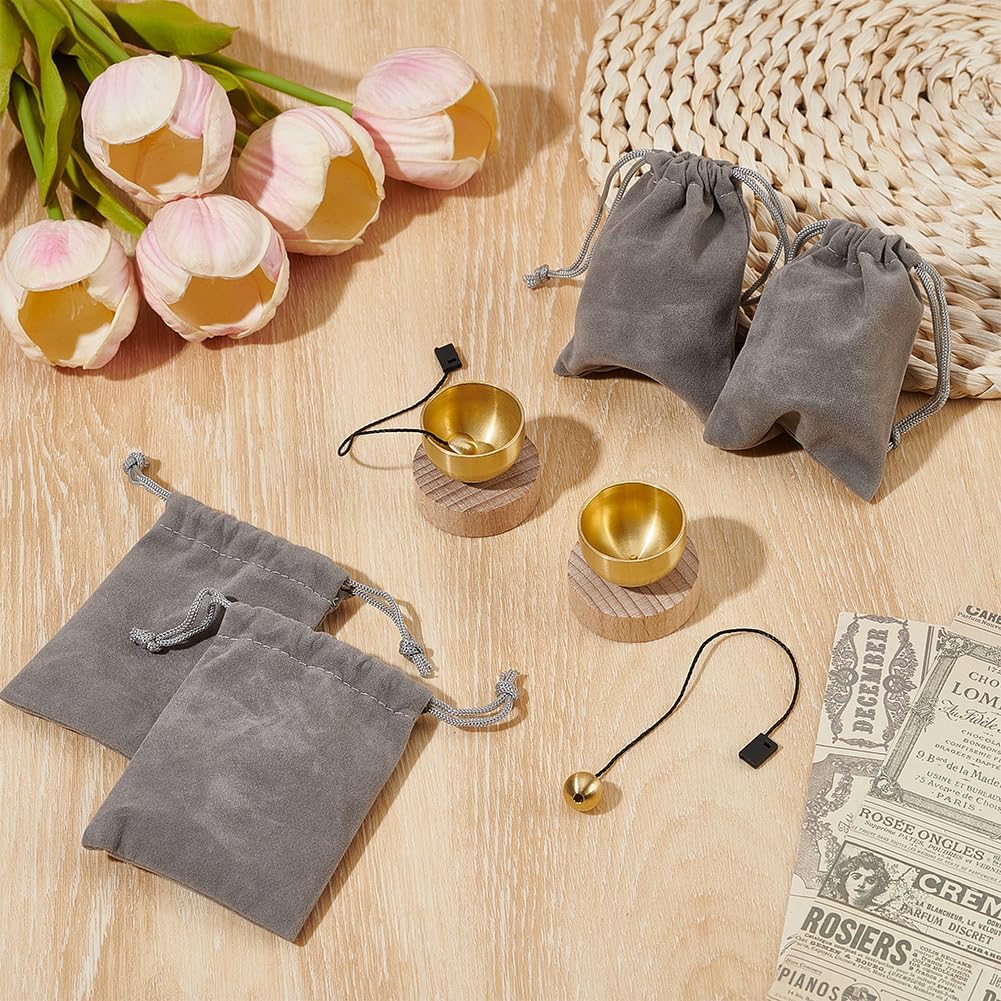 WEBEEDY 4 Sets MIni Singing Bowl Set Handcrafted Gold Sound Bowl Portable Brass Sound Bowl with Cushion for Yoga,Meditation,Relaxation Home Use Mindfullness Gifts