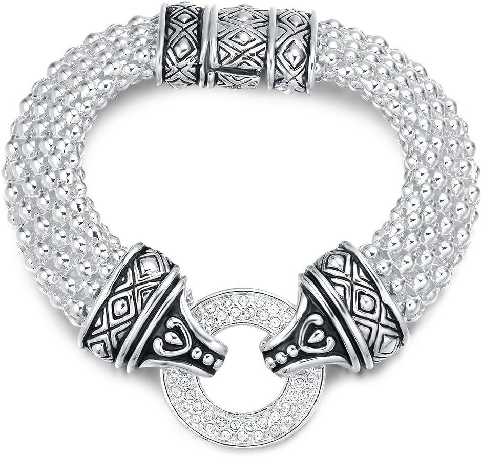 UNY Popcorn Chain Center Circle Pave Stone Unique Bracelet Magnetic Claps Designer Inspired Jewelry image 5