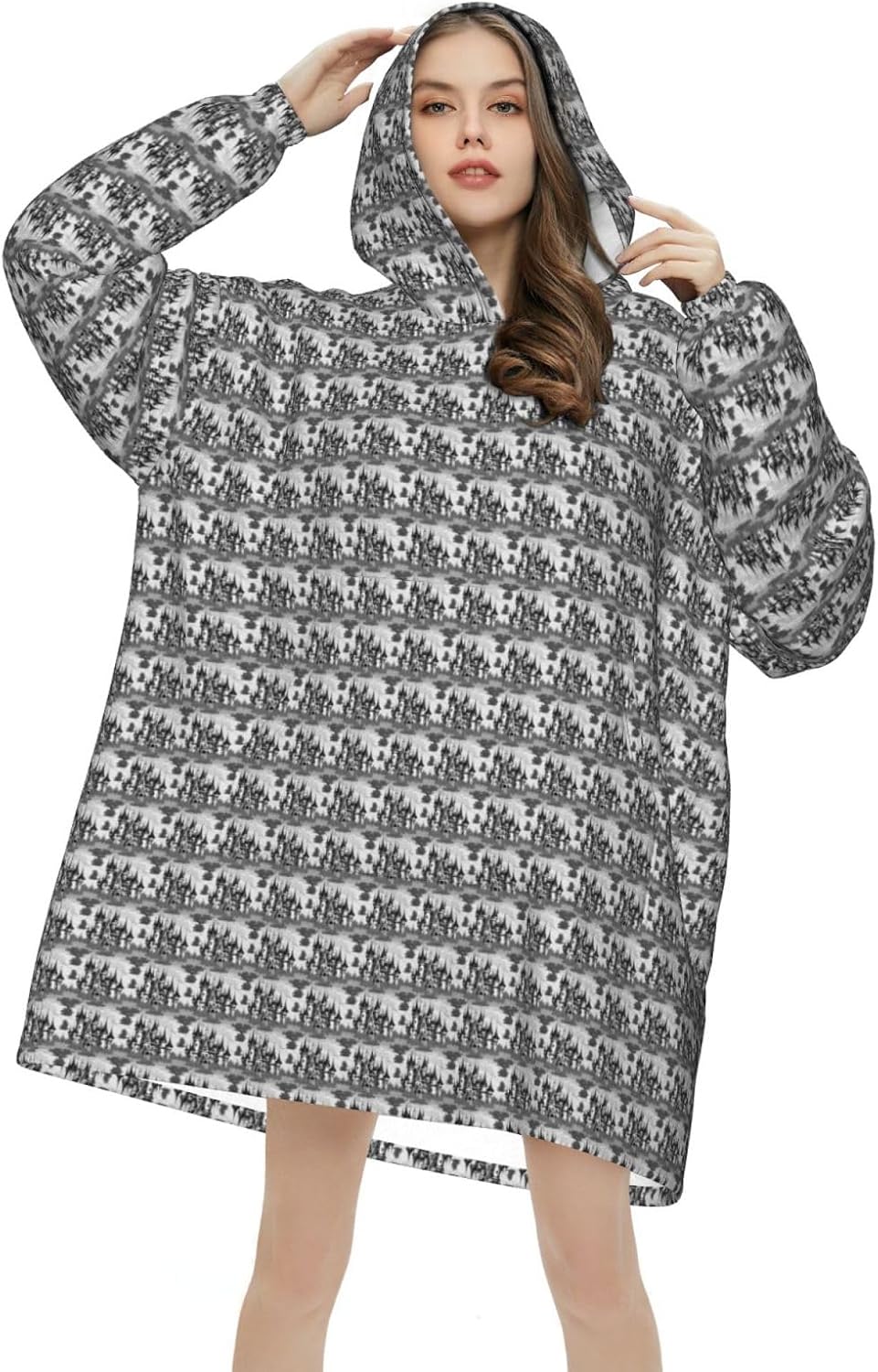 Gothic Fairy Tale Castle04 Print﻿ ﻿adults Unisex Oversized Blanket Hoodie Soft Warm Winter With Pocket Loungewear
