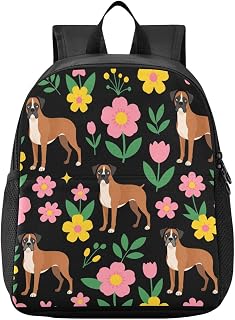 KLL backpack for kids 8-12 Floral Boxer Dog | bookbag,for 2 year old,mochilas para ni?as de 3 a?os