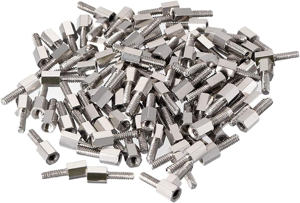 uxcell 4#-40 5+8mm F/M Brass Hex Standoff Spacer Screws PCB Nickel Plated 100 Pcs